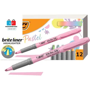 Liner Grip Pastel Highlighter Set, Chisel Tip, 12-Count Pack of Pastel Highlighters in Assorted Colors, Cute Highlighters  No Brand