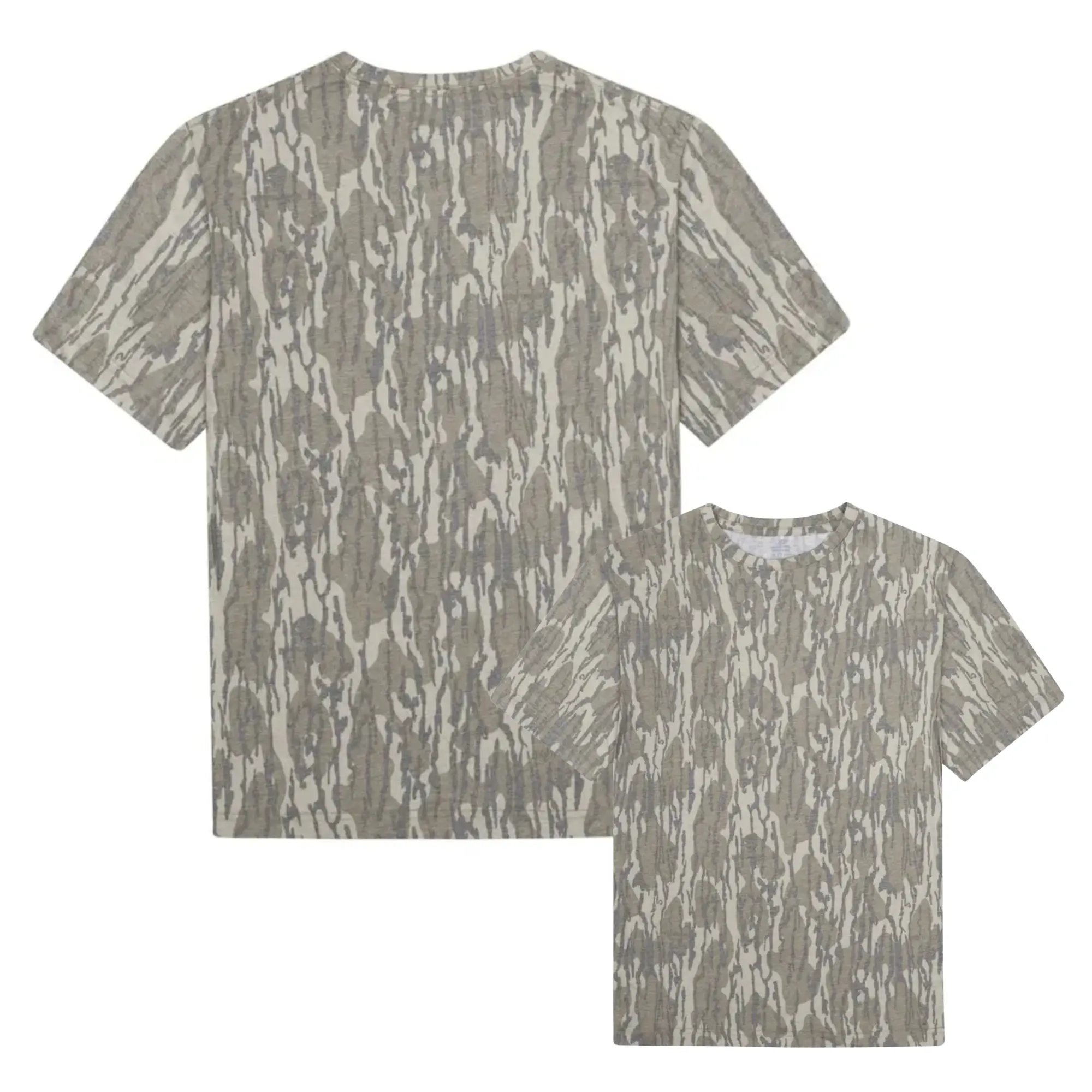 Mossy Oak Camouflage Washed Bottomland Tee - Camo Pattern Men's T-shirt, Cotton Soft Stretch, Hiking Camping Shirt