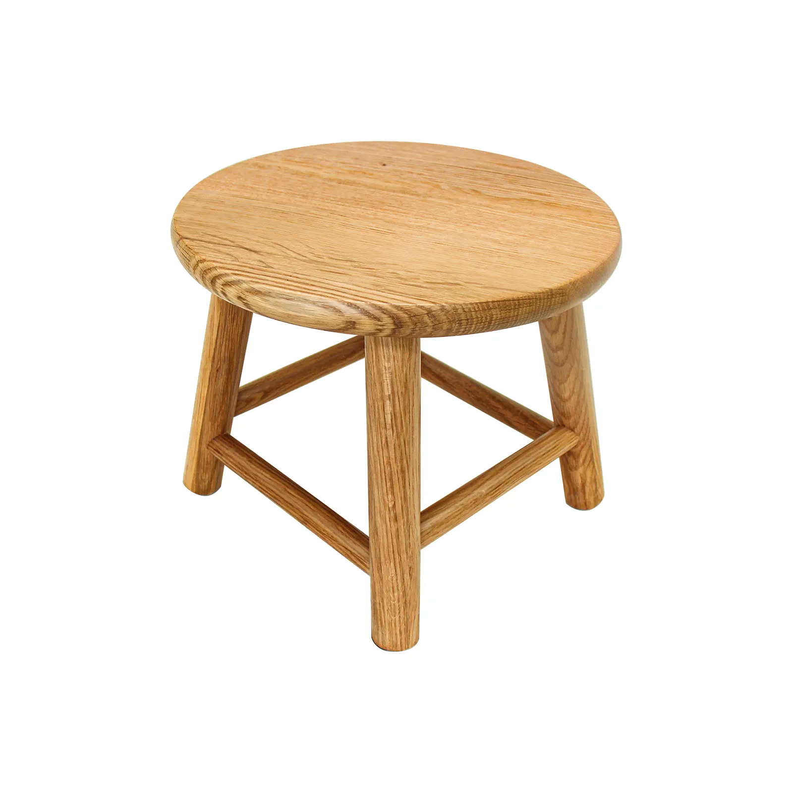 CONSDAN 9-Inch Round Step Stool for Adults & Kids, USA Grown Solid Oak Hardwood Ottoman, Sturdy Small Foot Stool for Kitchen, Bedside, Nursery, Shoe Changing, Plant Stand, Fully Assembled