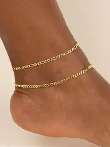 Stainless Steel Anklets Set, 2 Counts Fashionable Ankle Chain for Women & Girls, Casual Foot Jewelry for Party, Daily Decor, Trendy All-match & Exquisite Jewelry for Birthday Gift
