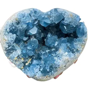 1 stunning, ultra-large, rare sky blue crystal cluster - Heart-shaped sky blue crystal, suitable for DIY home decoration, fish tank display, collection and display, an exclusive gift for crystal enthusiasts,Luck / Good Luck artificial lovely