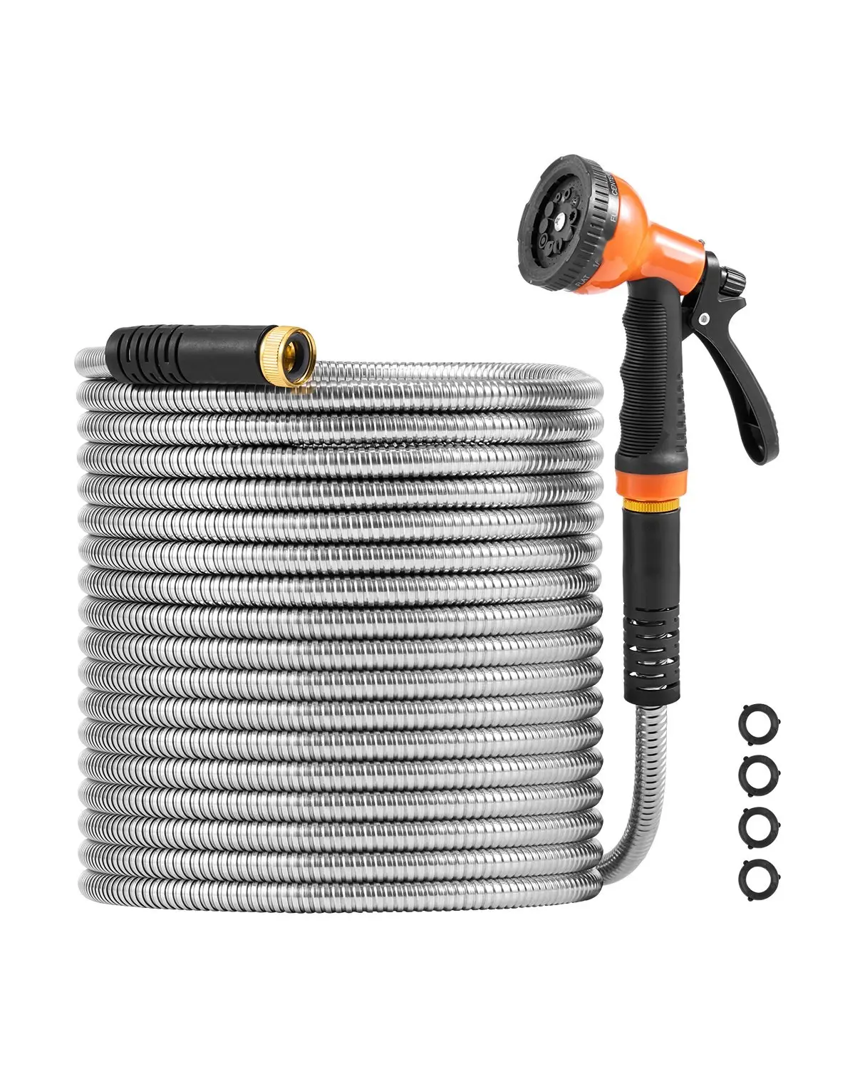 150-Foot Metal Garden Hose With Stainless Steel Exterior, Lightweight Yet Durable Water Hose For Lawn And Garden, Anti-Kink Flexible Design, Rust-Resistant With Solid Brass Fittings, Ideal For Outdoor Yard Irrigation And Watering