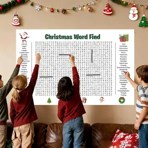 Christmas Word Search Puzzle Poster 36x24 Family Holiday Games  Thick Glossy Paper for Festive Fun Giant Word Find Puzzle Ideal for Christmas Parties