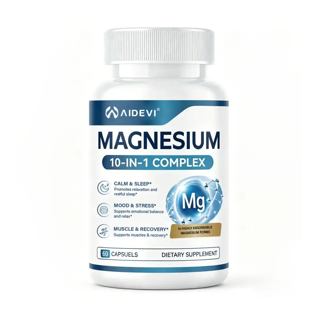 AIDEVI Magnesium Supplement 10-in-1 Complex, Magnesium Capsules for Muscle Function, Relaxation Support & Daily Wellness