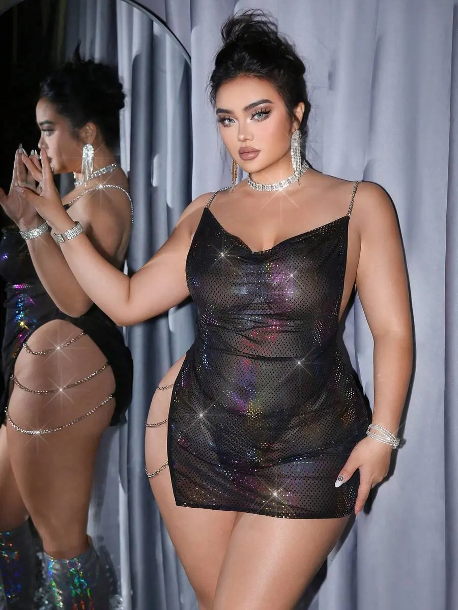 LUSHLACE Women's 2pcs Women's Sexy Sequin Mesh Dress Set, Glamorous Nightclub Style ,ADULT,HONEYMOON,HOT,DATE NIGHT, SEXY LINGERIE,CURVE LINGERIE SET, SEXY OUTFIT
