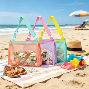 Kids Mesh Shell Bag with Zipper! Treasure Hunt Beach Toy Storage – Pool & Sand Play Must-Have