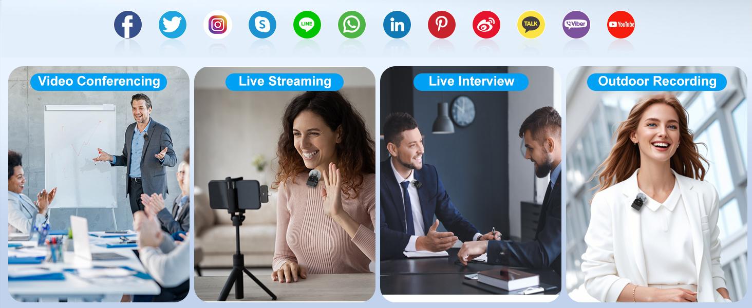 Wireless Lavalier Microphone for iPhone & Android, Mini Magnetic Mic with Noise Cancellation, 25H Battery, Perfect for TikTok, Vlogging, Live Streaming