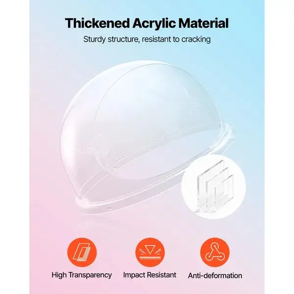 Transparent Acrylic Dome Cover for 20.5in Cotton Candy Machines, Bottom Groove Design, Food Processor Bowl Compatible Accessory for Parties, Shops