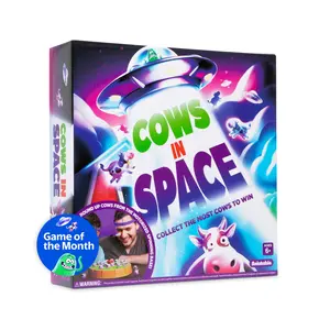 Cows In Space by What Do You Meme? - Kids Reflex and Strategy Family Game with UFO Headbands, Electronic Spinning Base, and Magnetic Cows – Ages 6+