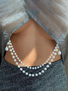 Sexy Faux Pearl Nipple Chain Fashion Body Jewelry for Women, Nightclub Party Accessories, Trendy Ladies' Breast Decorations
