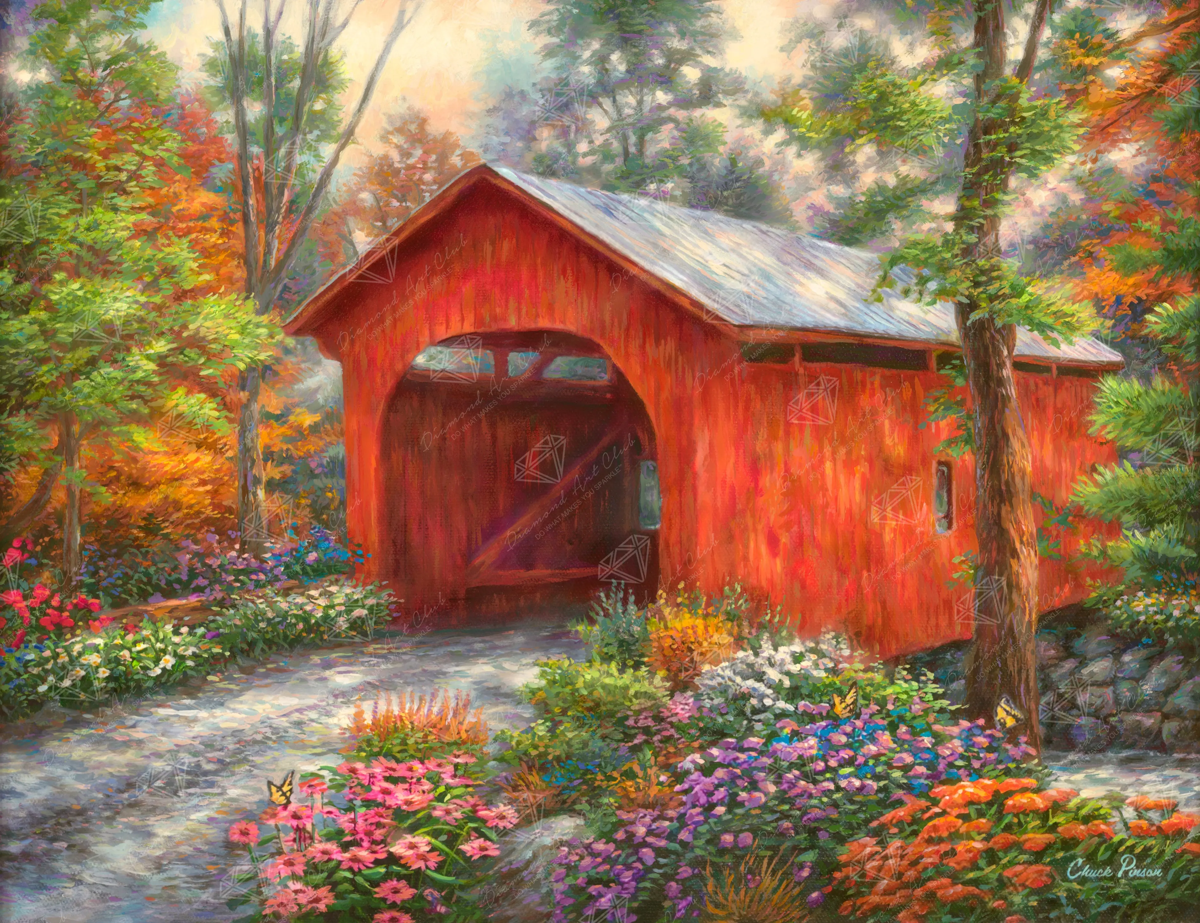 Diamond Art Club® Red Covered Bridge Diamond Painting Kit