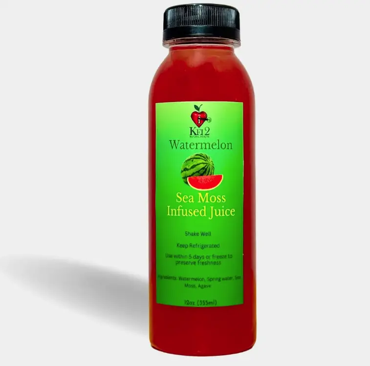 Sea Moss Infused Watermelon Juice 12oz - All-Natural Health Beverage with Organic Herbs Fruit and Sea Moss Infusion - No Dyes, No Artificial Flavors Juice