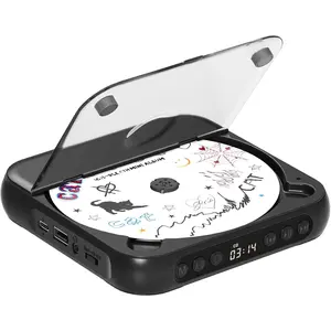 CD Player Portable with Dual Stereo Speakers, Rechargeable Portable Player with  for  with Headphones, Support CD/AUX/USB,Black