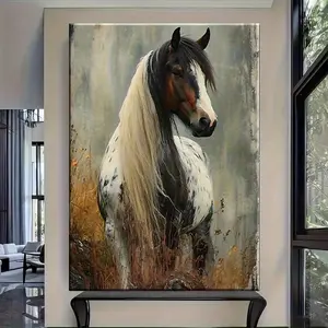 1pc Framed Canvas Wall Art - Majestic  Horse , Waterproof Wooden Frame Wrapped Canvas, Traditional & Modern Style Indoor/Outdoor Wall Decor, Easy to Hang, Bedroom, Office, Dorm - Horse Lover Gift,