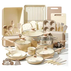 Nutrichef 54-Piece Marble Non-Stick Cookware and Bakeware Set, Professional Home Kitchen Collection with Multi-Sized Pots and Pans Set, and Heat-Resistant Tools