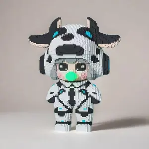 Cow Design Building Blocks, 7345pcs/set Creative Animal Design Building Blocks, Educational Assembly Toy for Teenager & Adults, Home Decoration Ornaments