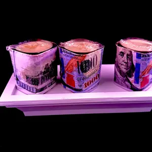 Forgiveness Joss Candle - Decorative Candle with 1000 Dollars in a Glass Container - Ornaments