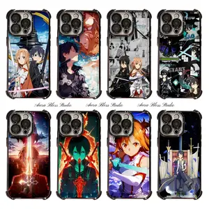 Trendy Anime Sword Art Online SAO Kirito Phone Cases For iPhone 17 Promax Air 16 15 14 Pro Max Plus 13 12 11 Black Transparent Electroplate TPU Shockproof Protective Cover Gifts For Birthday Valentine Christmas Thanksgiving Halloween