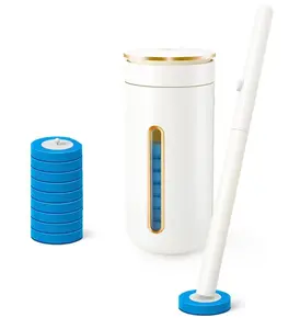 【Household goods】Disposable Toilet Brush, Toilet Bowl Cleaner Brush Starter Kit, Toilet Bowl Cleaning System with 24 Wand Refill, 1 Toilet Brush, 1 Storage Caddy and 1 Fragrant Tablet,Cleaning Supplies for Home, Essential Items for Home (1 + 24)