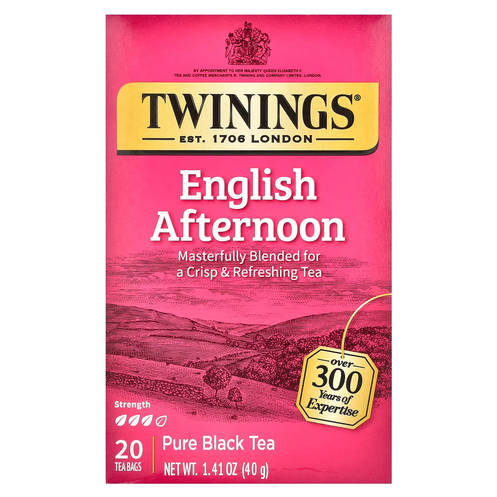 Twinings Pure Black Tea, English Afternoon, 20 Tea Bags, 1.41 oz (40 g)