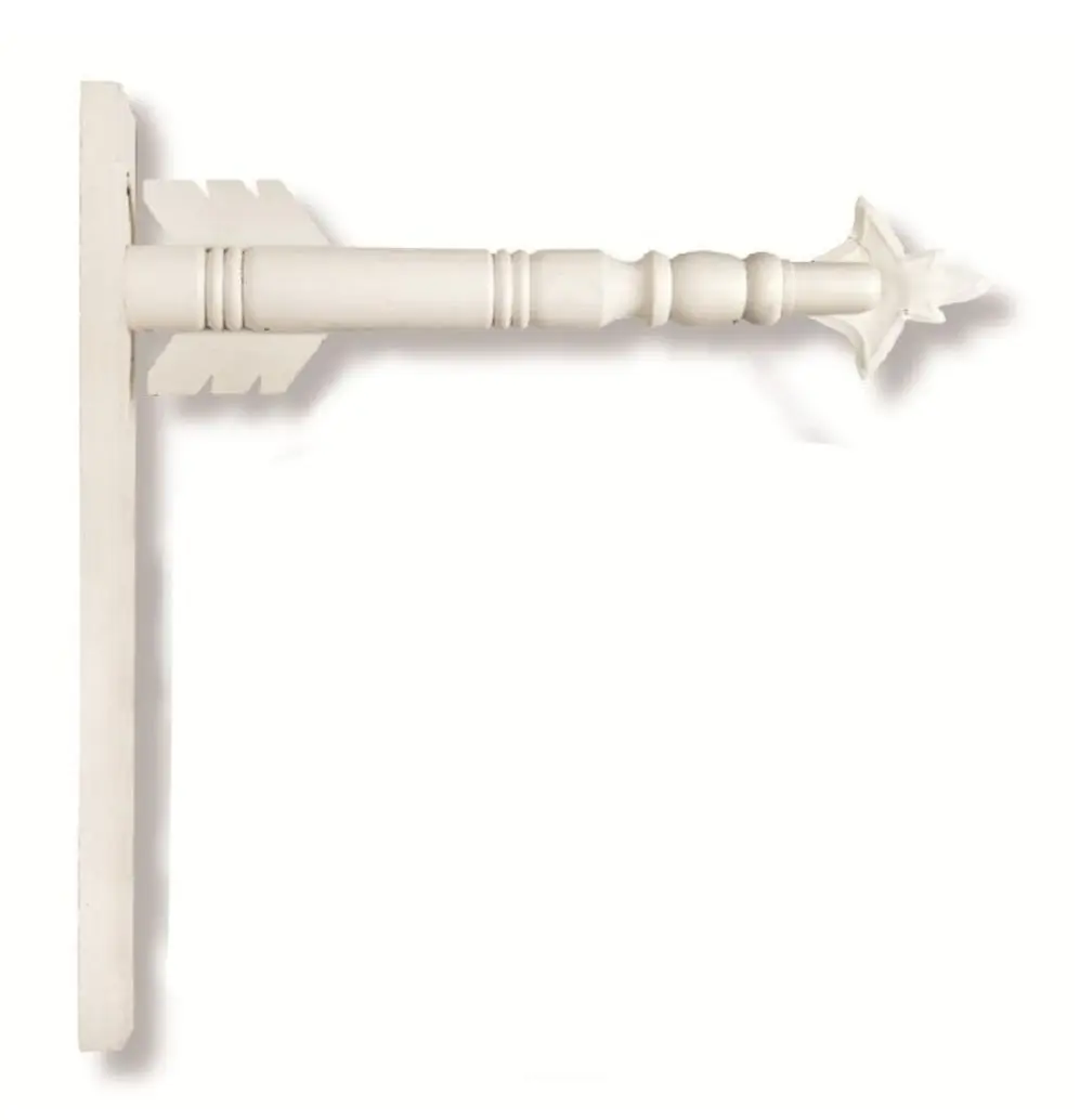 White Wood Arrow Holder 17.5 Inch with Decorative Design and Simple Base