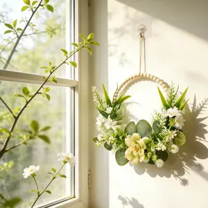 Realistic & Daffodil Spring Wreath, Decorative Flower Wreath, Garden Style Wall Decor, Party Decoration, Perfect for Wedding, Valentine's Day, Mother's Day, Graduation