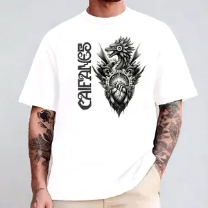 Caifanes Sacred Heart and Quetzalcoatl Mythic Comfort Color Letter Printed Tee Ring-Spun Cotton Soft-Washed T-Shirt Trendy Tops Perfect Gift