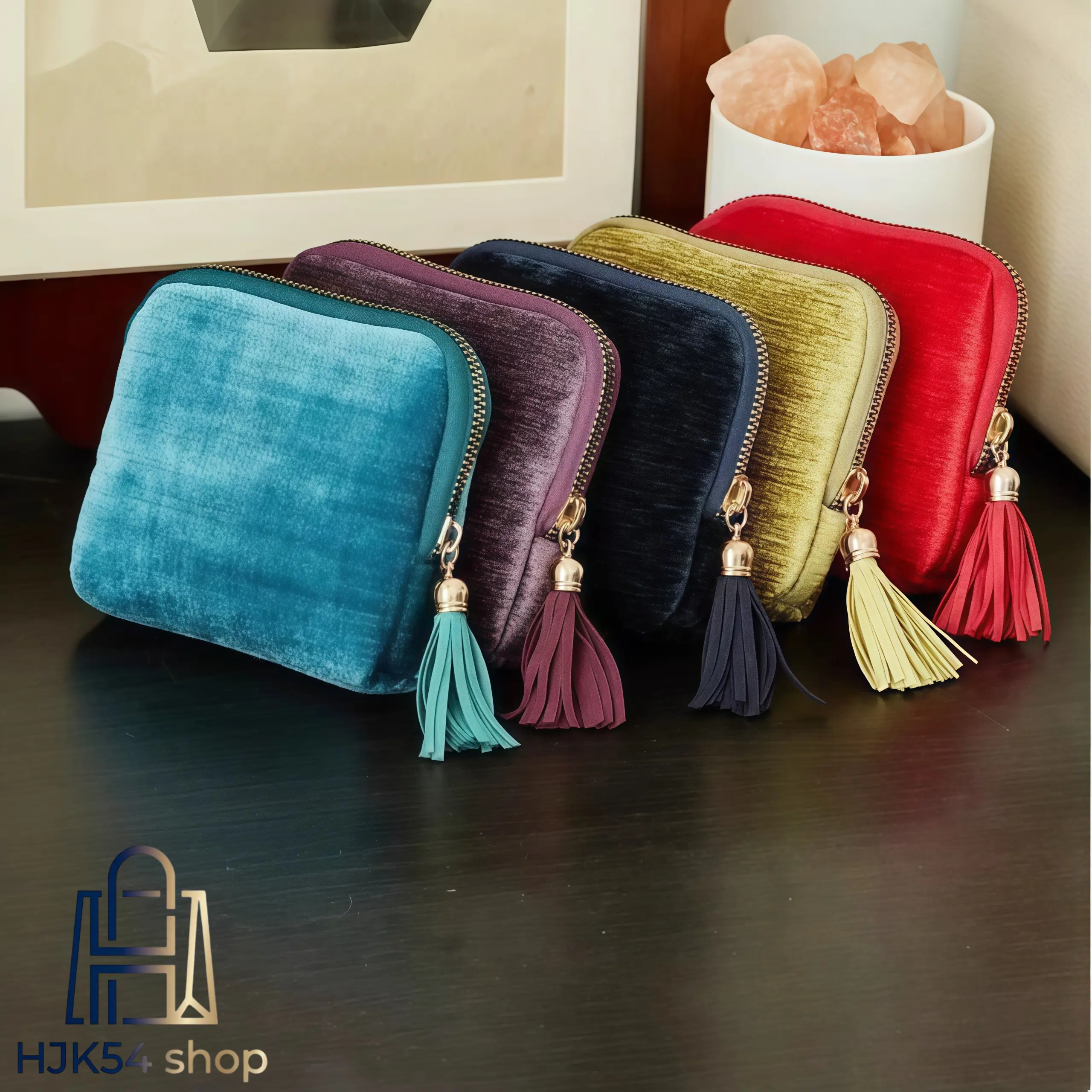 2pcs Velvet Tassel Jewelry Organizer Pouches, Portable Zippered Travel Cases with 5 Compartments, Soft Vintage Multi-Color Mini Bags for Bracelets & Earrings