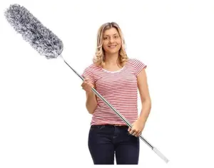 Microfiber Feather Extendable Duster with 100 inches Extra Long Pole, Bendable Head & Long Handle Dusters for Cleaning Ceiling Fan, Household Silicone