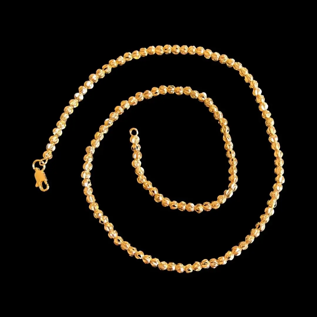 Stainless  Steel Gold Plated Diamond Cut Ball beaded 2 mm Metal Coating