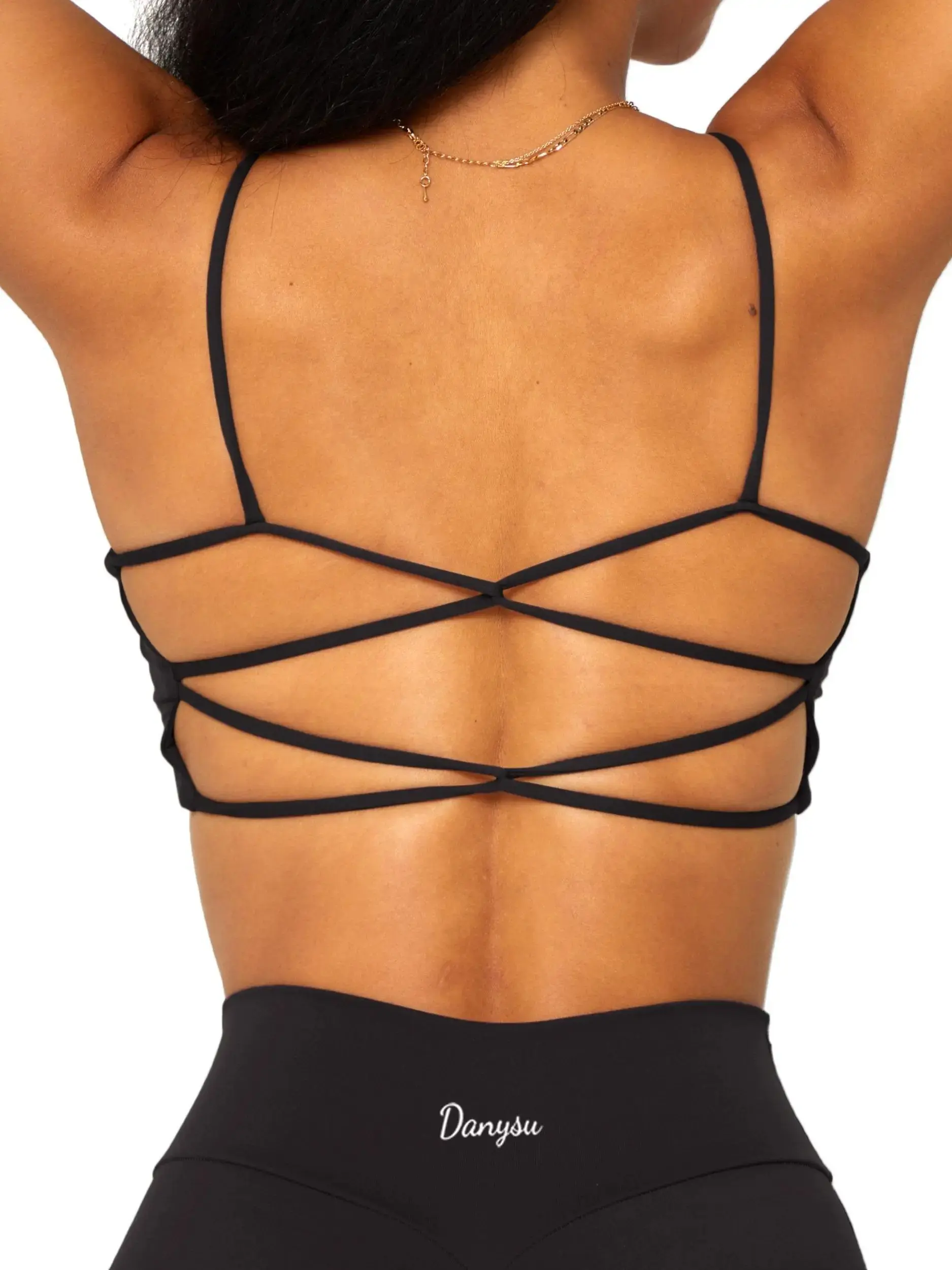Backless Sports Bra Soft Workout Tops with Removable Padded Yoga Training Bras Strappy Going Out Top