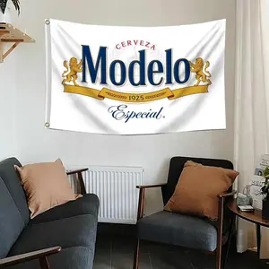 Modelo Beer Flag Banner 3x5 feet fade-resistant polyester with vibrant colors for indoor and outdoor decoration with two brass grommets