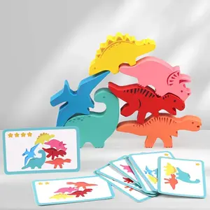 Dinosaur Stacking Game | Fun Interactive Wooden Blocks Balance Tower for Desk Play