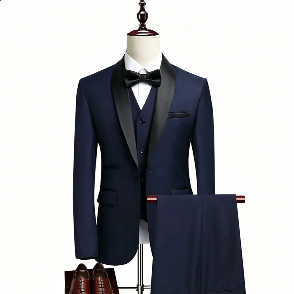 Navy Blue Blazer + Vest + Pants