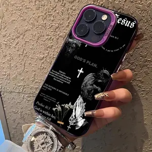 Multi-color Faith Jesus Cross Pattern Mobile Phone Case for iPhone 17 16 15 14 13 12 11 Pro Max Plus Luxury Shockproof Protection Back Cover
