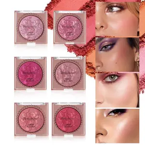 6-color facial brightening and high gloss contouring box relief design, waterproof and sweat proof, natural nude makeup with pearl like three-dimensional contouring, suitable for dates and parties, ideal gift for holidays Terracotta terracotta blush