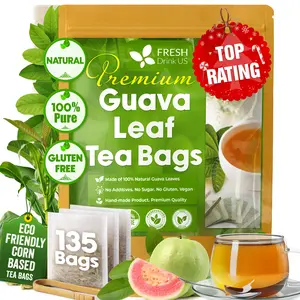 FreshDrinkUS Premium Guava Leaf Tea Bags, 135 count, 100% Natural and Pure from Guava Leaves. Guava Tea, Loose Leaf Guava Herbal Tea. Guava Leaves Tea. No Sugar/Caffeine/Gluten, Vegan, Natural Beverage