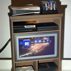 Gaming Miniature Gift Set (PS) - 5 Classic Consoles, Light-Up HDTV, 4 Custom TV Images, Modern Design, Nostalgic Gaming, Personalized Photos, Perfect for Gamers