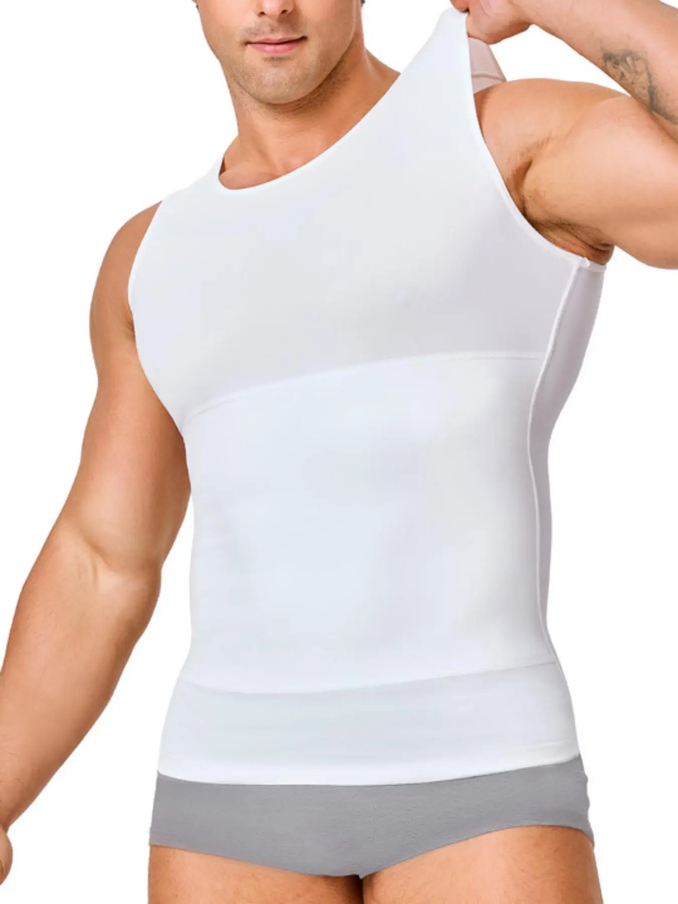 Men's Solid Shapewear Tank Top, Breathable Comfortable Slimming Vest, Compression Shirt, Men Shapewear Top for All Seasons, Men's Compression Shapewea