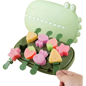 Popsicle Molds, Dinosaur  Small Mini Popsicles Molds, Fun Shaped Homemade Ice Popsicle Molds Set,  (Green-crocodile(8 pieces))
