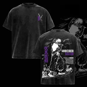 Toji Fushiguro Vintage Washed Oversized T-Shirt – Jujutsu Kaisen Shibuya Incident Anime Graphic Tee, Sorcerer Killer Manga Art Shirt, Casual Streetwear Apparel, Unisex Top, Gift for JJK Fans Jujutsu Kaisen anime merchandise