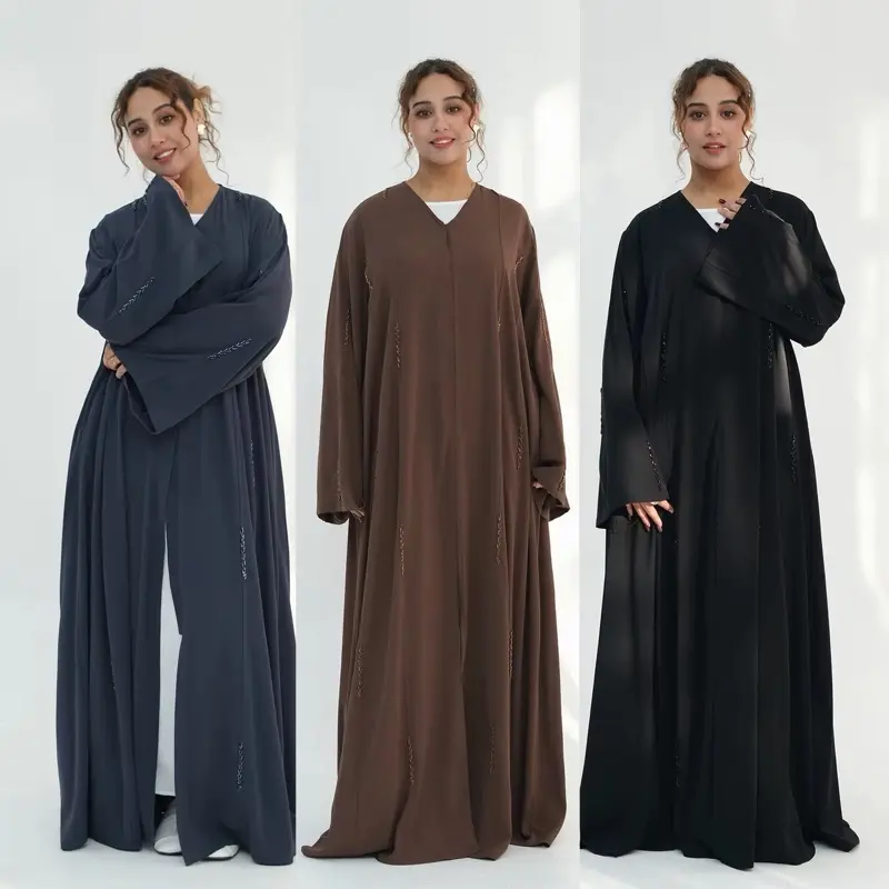 Women's Dubai Embroidered Abaya - Handmade Floral Embroidery with Rhinestones, Handmade Beadwork, Elegant Modest Luxury Wear for Eid, Embroidered Abaya Style Premium Islamic Clothing, Wedding, Loose, Abaya Fashion