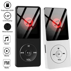 Bluetooth 5.0 MP4 MP3 Player Built-in Speaker Portable 1.8 inch Screen Music Player Support TF with FM Radio E-Book Recording