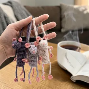 Crochet Rat Lighter Holder – Cute Mouse Lighter Case with Lighter Leash, Handmade Gift Idea
