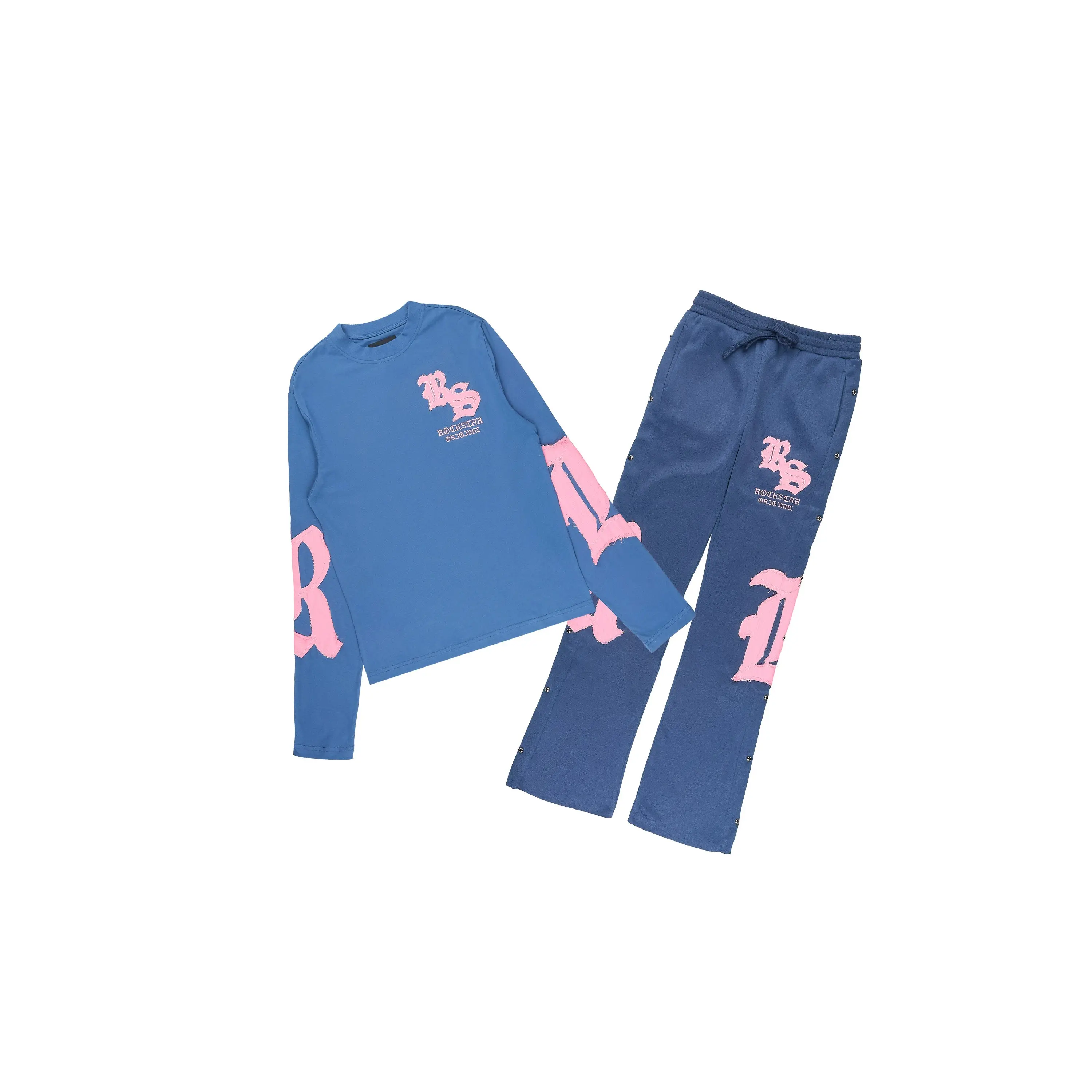 Girls Shironda Navy/Pink Long Sleeve Stacked Track Set Girls Shironda Navy/Pink Long Sleeve Stacked Track Set