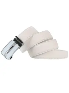 Adjustable White Automatic Buckle - Men's Leather Belt, Minimalist Formal & Casual Belt for Business Work Waist Straps Belts