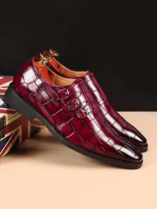 Men's Business Formal Office Belted Design Slip on Dress Shoes, British Style Comfortable Plaid Pattern Loafers for Daily Wear, Fashion Shoes for Party, Daily Decor