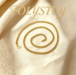 [19.6inch by 4mm Cuban Chain Necklace]【FOLYSTUY (Y134)】Trendy Hip - Hop Style Jewelry Necklace