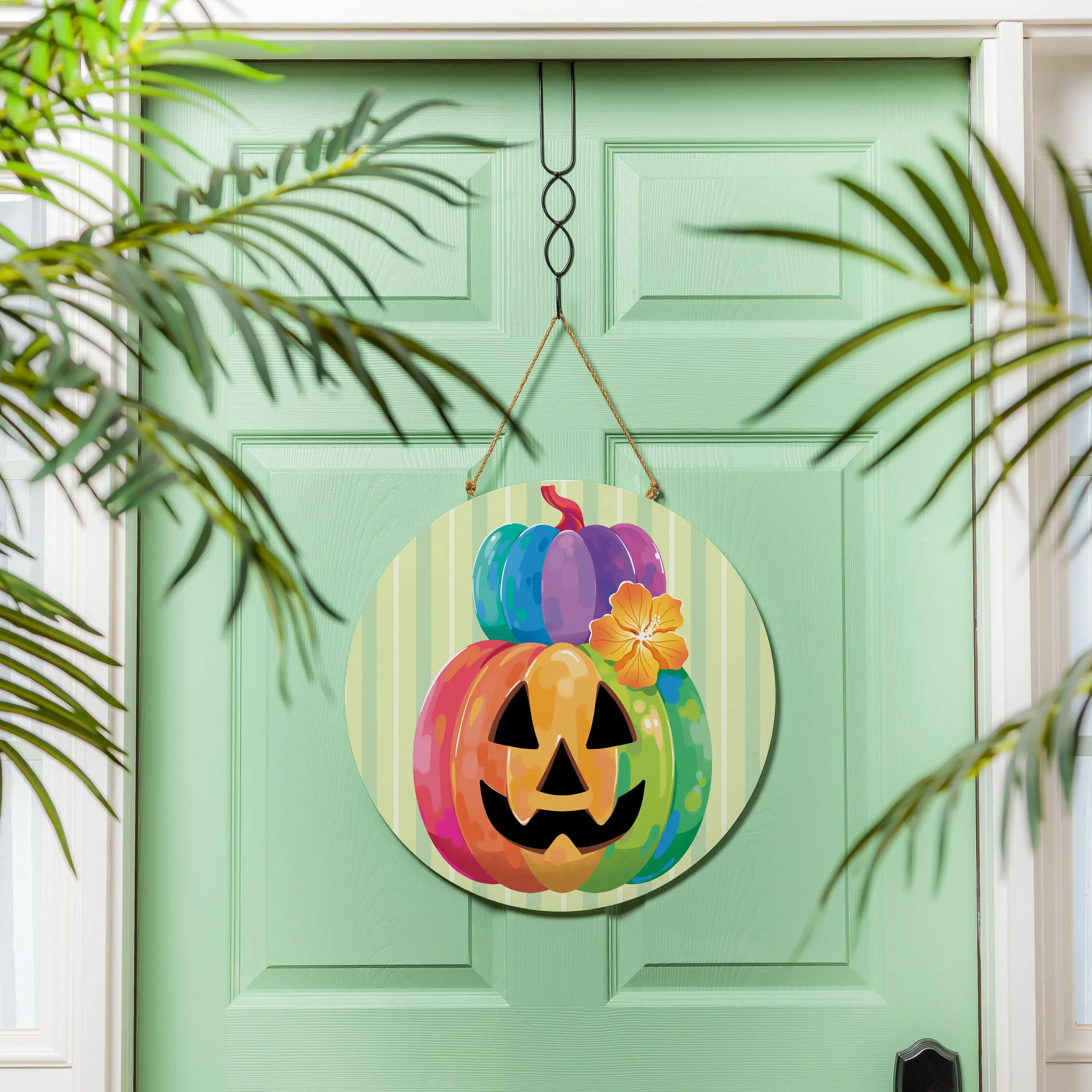Summerween Tropical Jack O'Lantern, 18" Door Décor