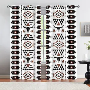 Indigenous Aztec Style Ethnic Style Blackout Curtain 2Pcs/Set, No-Hole Ring Design, Washable Polyester, Bedroom Living Room Study Room Thermal Insulation, UV Protection, Bohemian Home Decor, Gift Choice